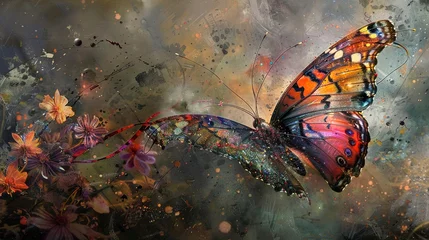 Acrylglasbilder Schmetterlinge im Grunge surreal flutter: dreamy painterly butterfly art  © Thanthara