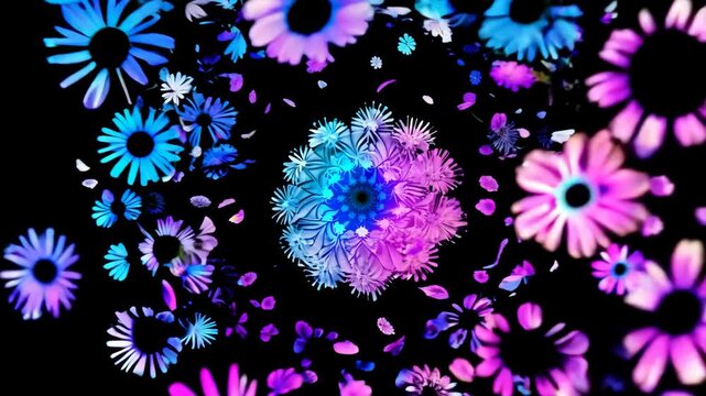 Abstract Blue and Purple Flower Animation