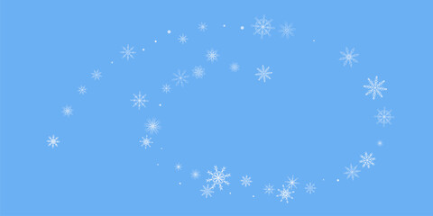 Snowflakes. Snow, snowfall. Falling scattered white snowflakes on a blue background.