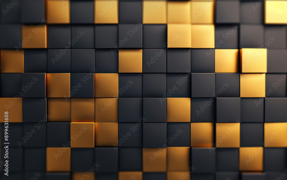 Aufkleber abstract background of black and gold cubes forming a modern geometric pattern. minimalistic and fut