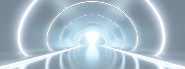 Obraz premium Modern Sci-Fi Tunnel with Blue Lighting