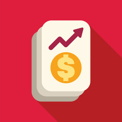 Document displaying an upward trending arrow over a dollar sign representing positive financial results