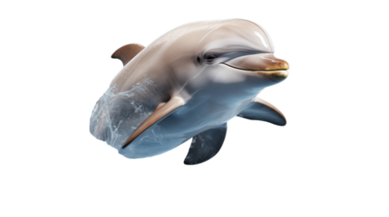 Cute dolphin jumping transparent background.