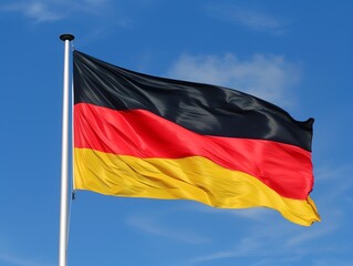Naklejka premium Photo of a German flag on a blue sky