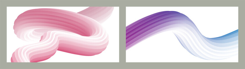 Abstract volumetric background. Cords. set of two illustrations. Toothpaste in a tube. Minimalism. Creative modern background. Cover design, wallpaper, background. eps vector.