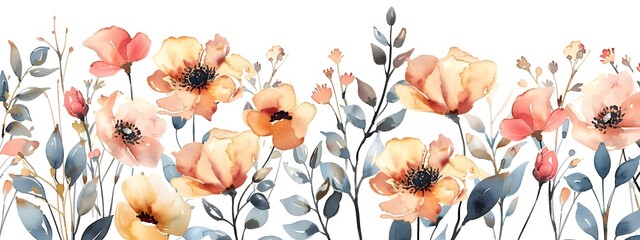 Blooming Watercolor Florals. Elegant hand-painted collection.