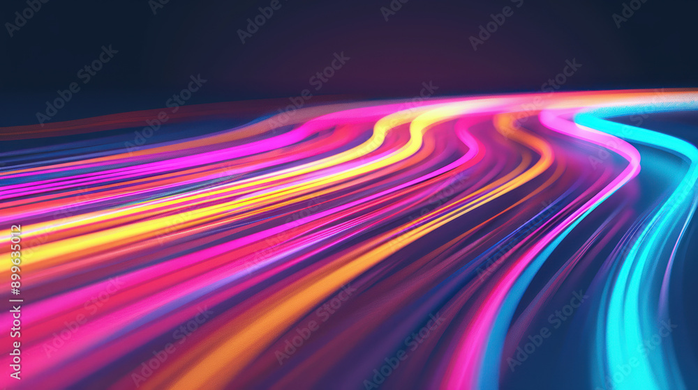 Poster vibrant abstract light trails in motion creating a sense of energy and speed, with dynamic colorful 