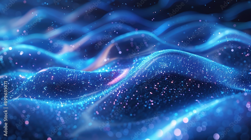 Poster abstract digital wave pattern with sparkling particles. futuristic background representing technolog