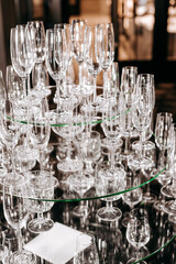 Champagne Tower with Glasses Stacked Elegantly