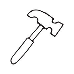 axe. saw. a hammer. blade. the tool. vector. doodle