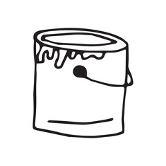 the roller. a paint brush. a bucket of paint. paint. painting the walls. Repaint the walls. vector. doodle. solvent. the tool. a construction tool. builder.