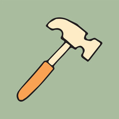 axe. saw. a hammer. blade. the tool. vector. doodle