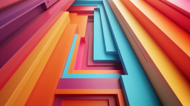 Geometric 3D Layers with Radiant Colors - Develop a layered 3D geometric background with radiant and bright color schemes