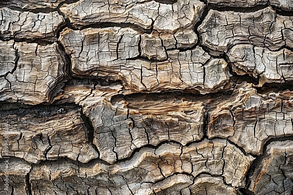 Poster closeup of tree bark texture showing the passage of time with its intricate patterns and cracks