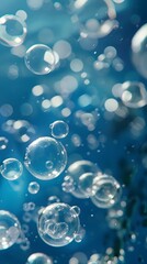 Enchanting Bubble Background with Shimmering Blue Hues