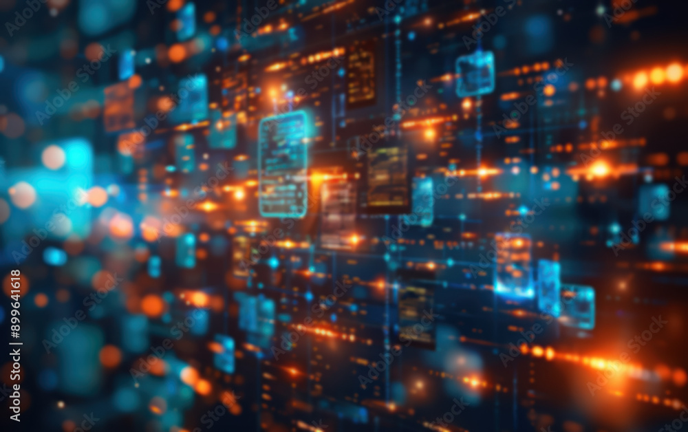 Poster abstract digital data network with glowing connections, showcasing futuristic technology and communi