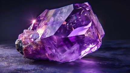 Fototapeta premium Close-up of a radiant amethyst gemstone, highlighting its rich purple hues and stunning clarity