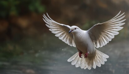 Graceful White Dove in Flight
