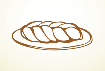 Vector drawing. Jewish braided bun