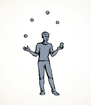 recommend clip art: Vector drawing. Guy juggling balls