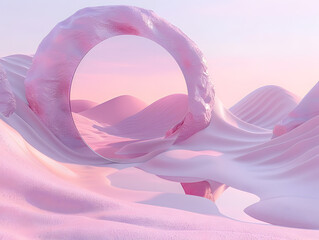 Abstract factasy and realistic mirror in desert, background, futuristic