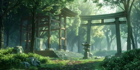 Santuário Shinto com portões torii