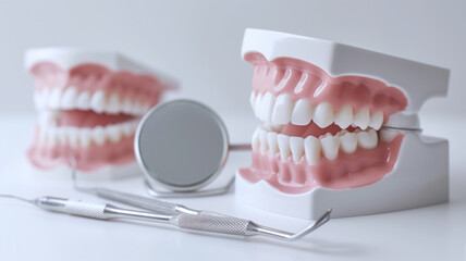 Fototapeta premium 歯科用具とデンタルモデル