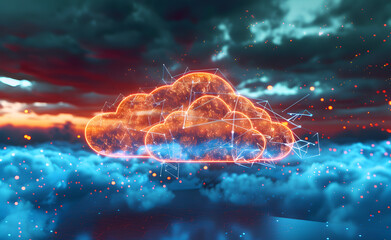 computing cloud data collection with open data, in the style of ethereal cloudscapes, light black and sky - blue