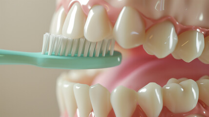 Obraz premium 歯ブラシと歯科模型