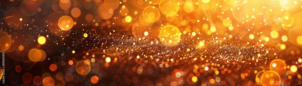 Poster Abstract festive background with sparkling golden lights and bokeh effect creating a warm, celebratory atmosphere. Perfect for Christmas and New Year visuals.