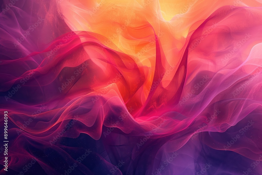 Poster vibrant abstract digital art featuring a mesmerizing blend of flowing colors, ranging from deep purp