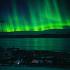 Aurora over the lake