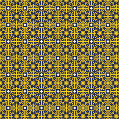 Seamless Islamic Mosaic Pattern Yellow and Blue.ai