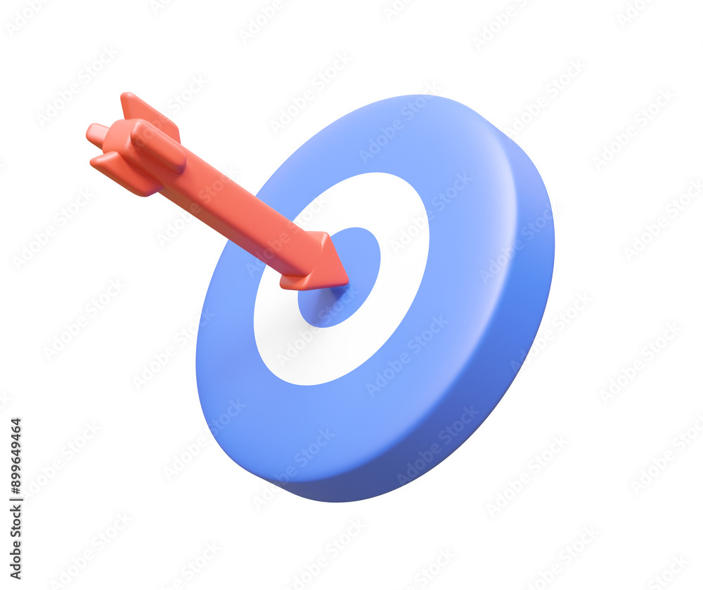 Aufkleber 3d rendering with target icon with dart hitting target isolated on transparent background. for conce