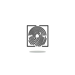 Icon of a fingerprint inside a square frame.