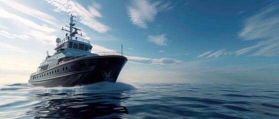 Majestic Cargo Ship Cutting Through Calm Blue Waters