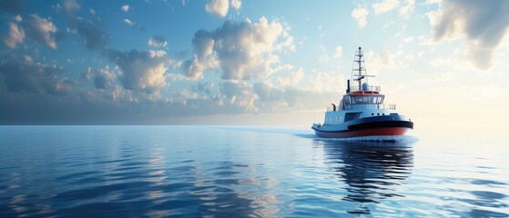 Obraz premium Next-Gen Vessel in Smooth Sea, Showcasing Advanced Fuel Systems