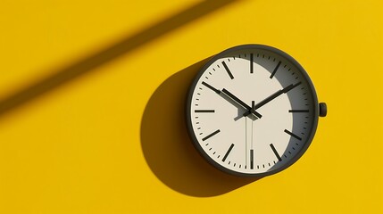 Simple Round Clock on a Soft Yellow Background