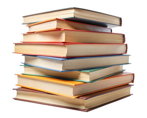 Books in a stack isolated on white transparent background, png element clipart
