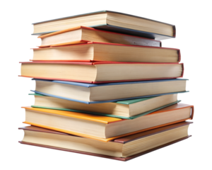 Books in a stack isolated on white transparent background, png element clipart