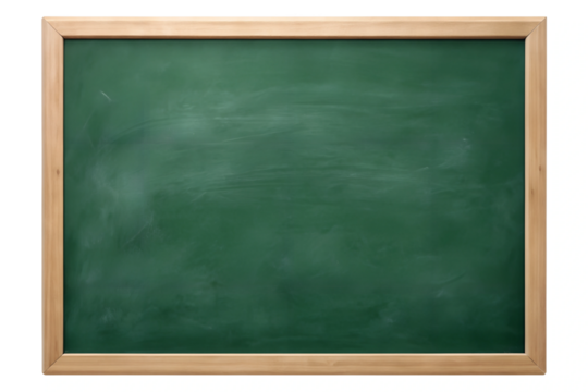 Green school chalkboard isolated on white transparent background, png element clipart. Classroom blackboard,