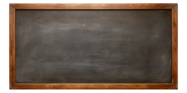 Black school board or blackboard, chalkboard isolated on white transparent background, png element clipart