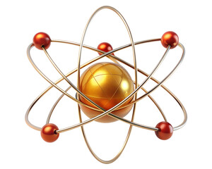 Model of atom isolated on white transparent background, png element clipart
