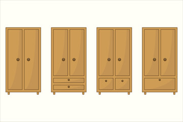 Cupboard. Cupboard with doors and drawers. Cupboard against the wall. Mathematics, geometry, physics.