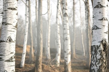 Obraz premium A collection of birch tree trunks