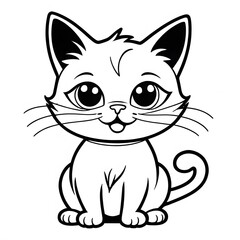 Obraz premium A cartoon cat with big eyes on a white background, AI