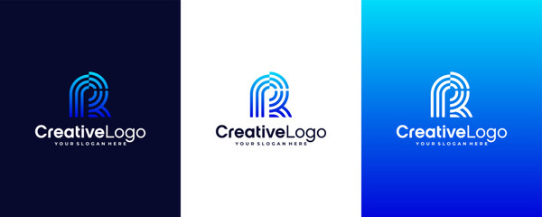 Letter R logo design template for business technology