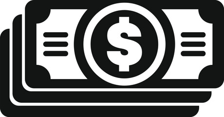 This simple icon shows a stack of dollar bills, representing concepts like wealth, finance, and payment