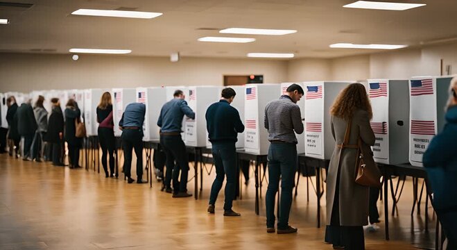 People voting in an election.
