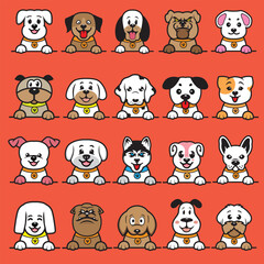 adorable dogs collection.  vector illustration